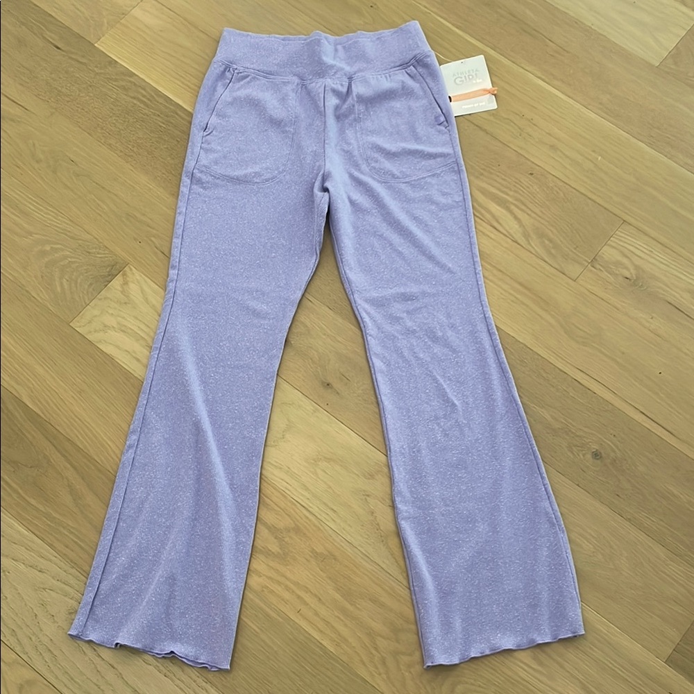 Athleta Lavender Ribbed Flare Pants